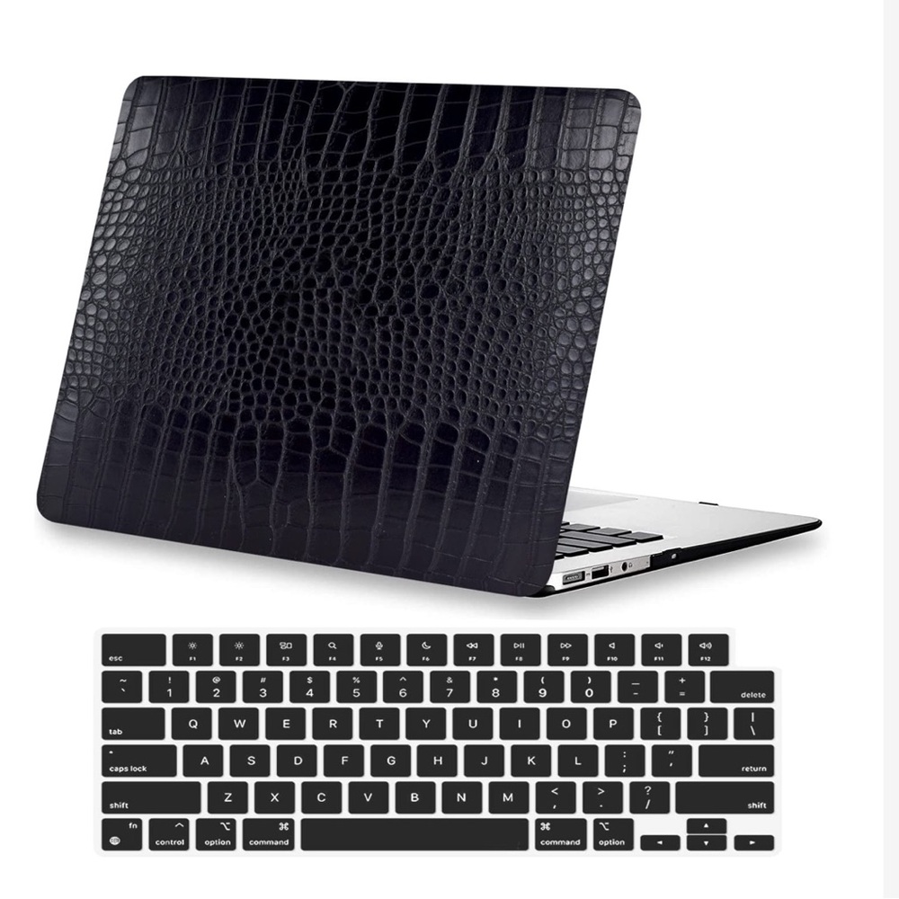 Black Crocodile Hardshell Case & Keyboard Cover-PU Leather for MacBook Air 13”